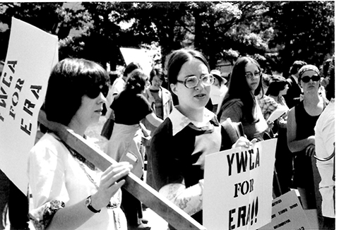 Archival photo of YWCA at Equal Rights Amendment march
