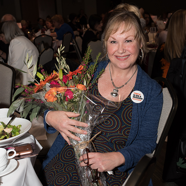 Mindy Woods after being honored as a speaker at the YWCA 2018 Inspire Luncheon