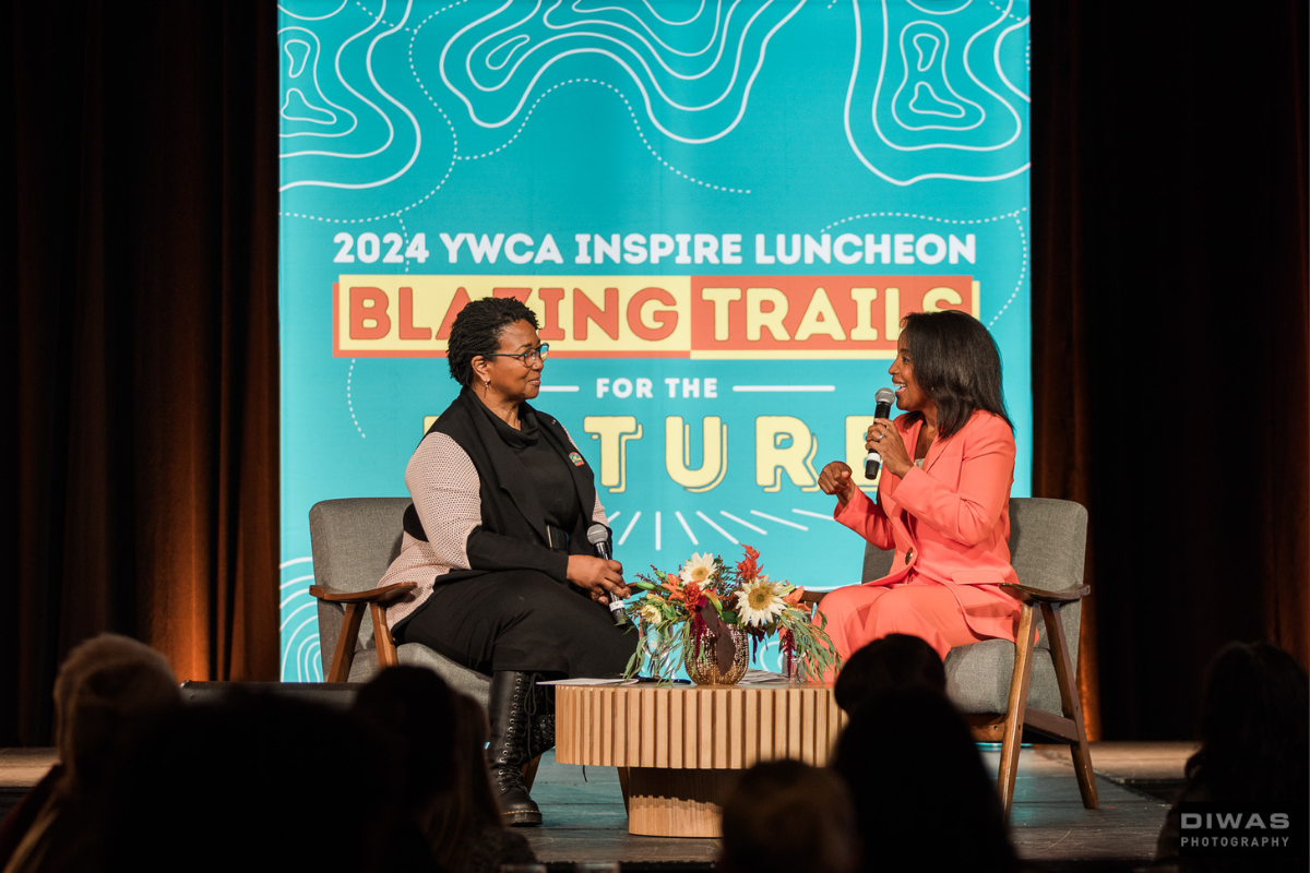 A photo of Dr. Mae Jemison and Angela Poe Russel